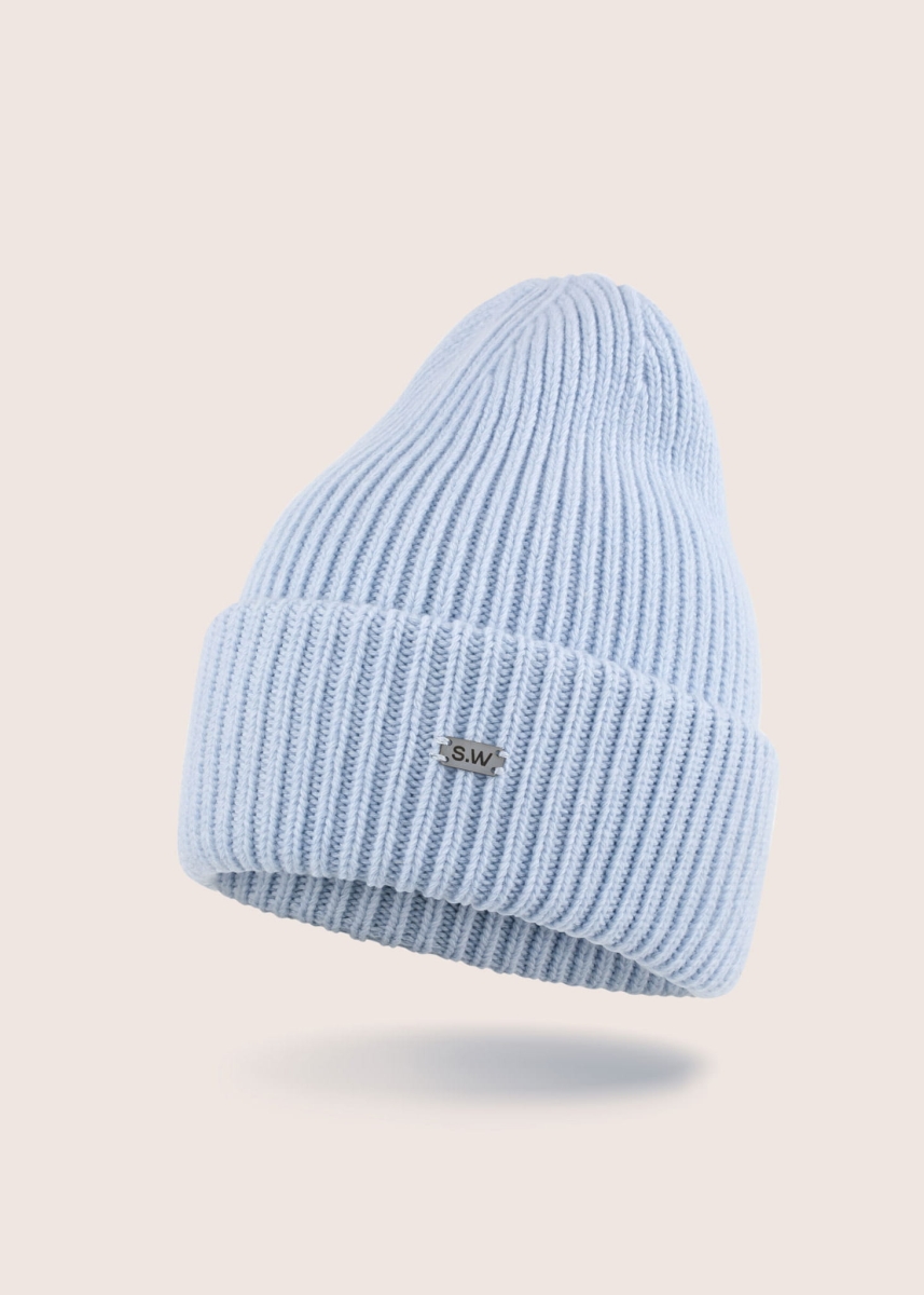 BEANIE BLUE cashmere and merino wool hat