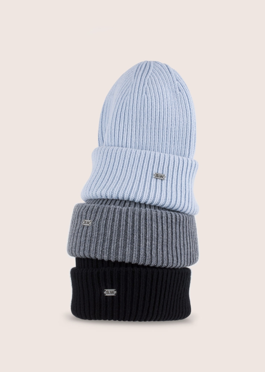 BEANIE BLUE cashmere and merino wool hat