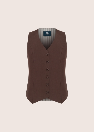 JANE  kamizelka garniturowa z wełny w kolorze ciemnej czekolady