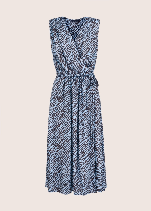 ANNA wrap midi dress in Italian viscose zebra print