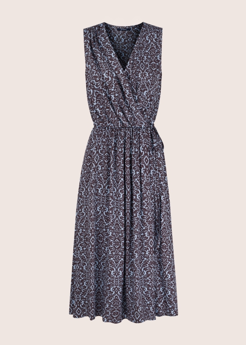 ANNA wrap midi dress in Italian viscose with ornamental print