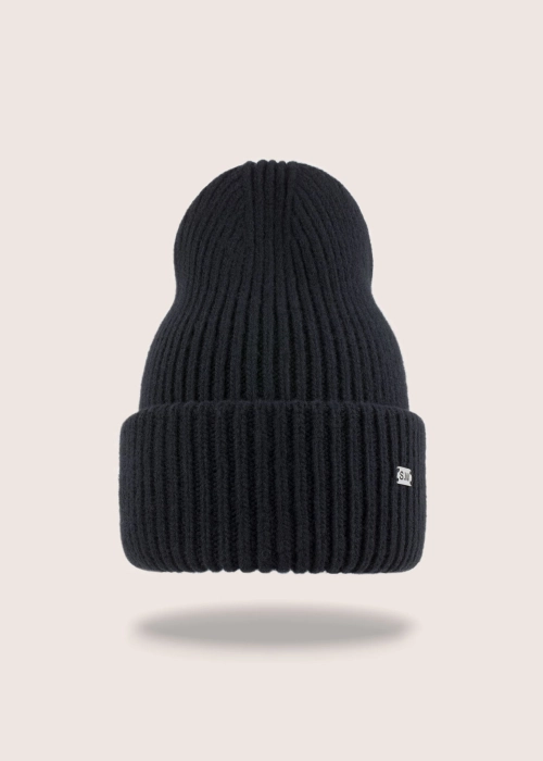 Czapka BEANIE BLACK z wełny z merynosów i kaszmiru