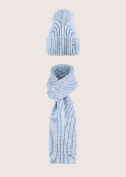 EXTRA LONG SCARF baby blue merino wool and cashmere 
