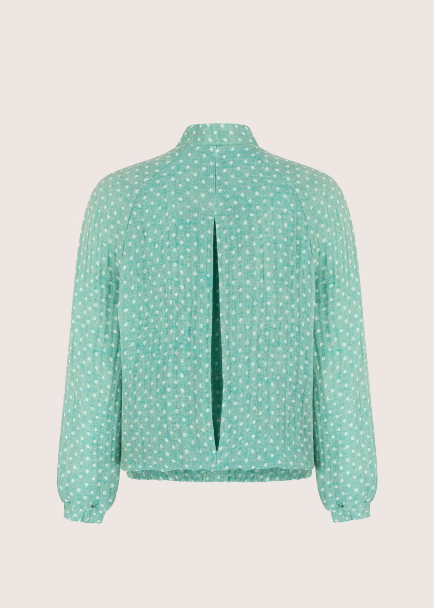 WIND LINEN minty dot - lniana bomberka pastelowa mięta