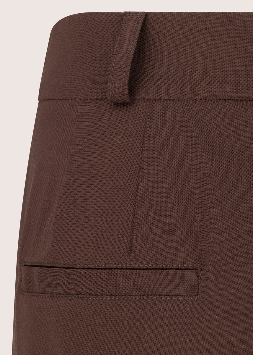 IAN wide leg wool trousers in dark chocolate