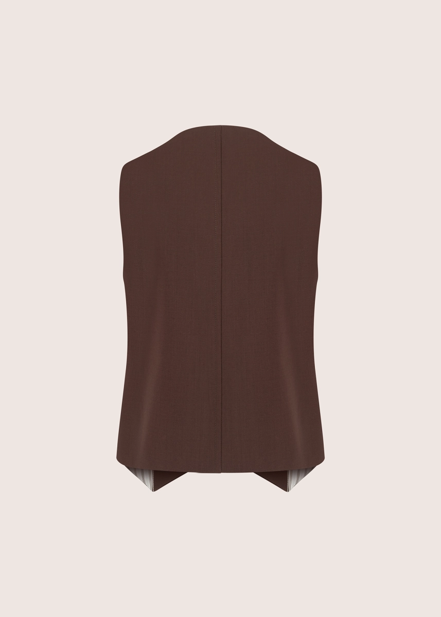 JANE  women’s tailored wool vest in dark chocolate