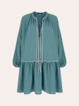 HAMPTONS SEA GREEN obszerna sukienka z bawełnianego muślinu