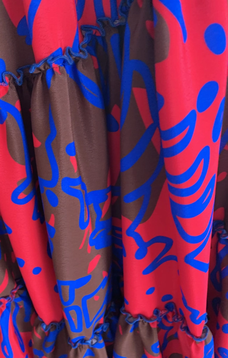 CENTRAL PARK red & cobalt medley spódnica maxi