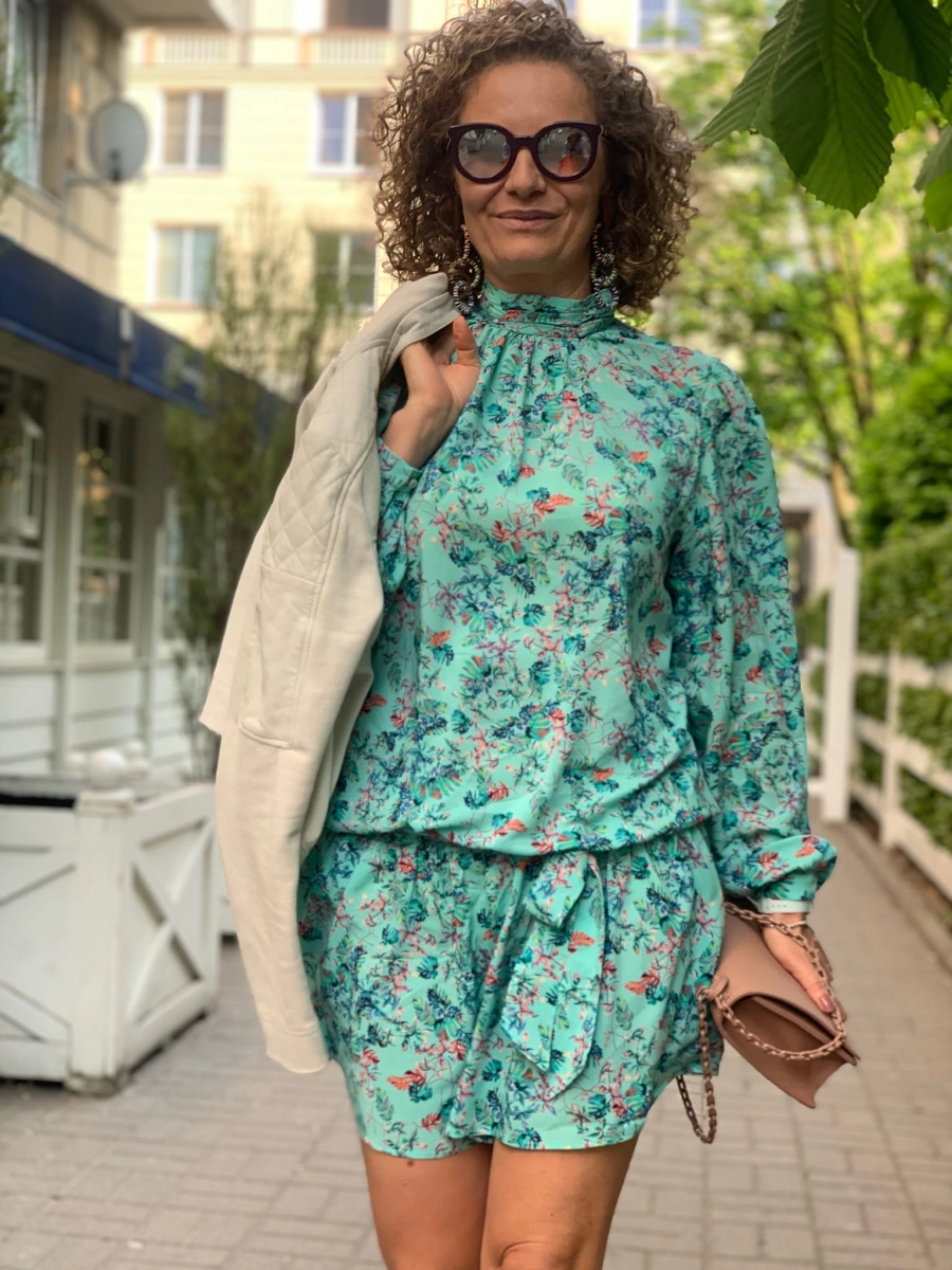 CARRIE summer mint sukienka w kwiatowy print