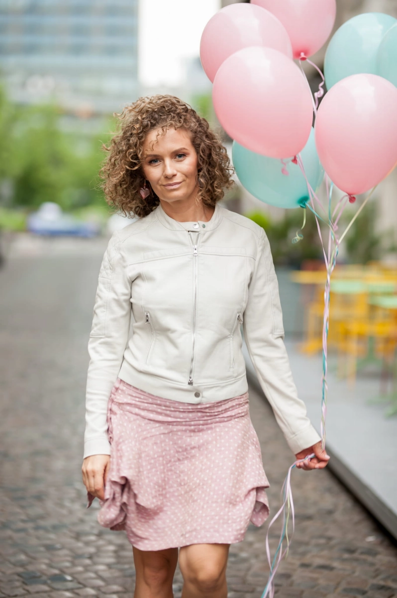 MAGNOLIA powder pink linen skirt
