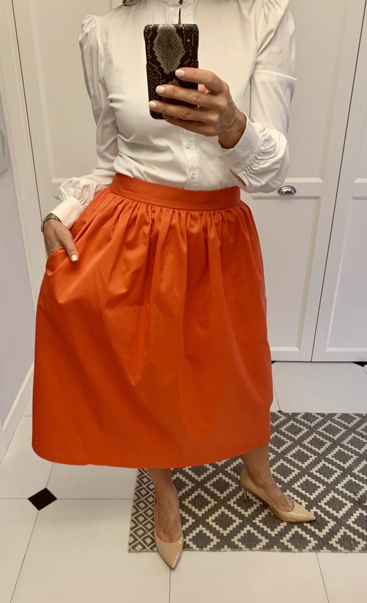 CHARLOTTE coral 7/8 cotton skirt