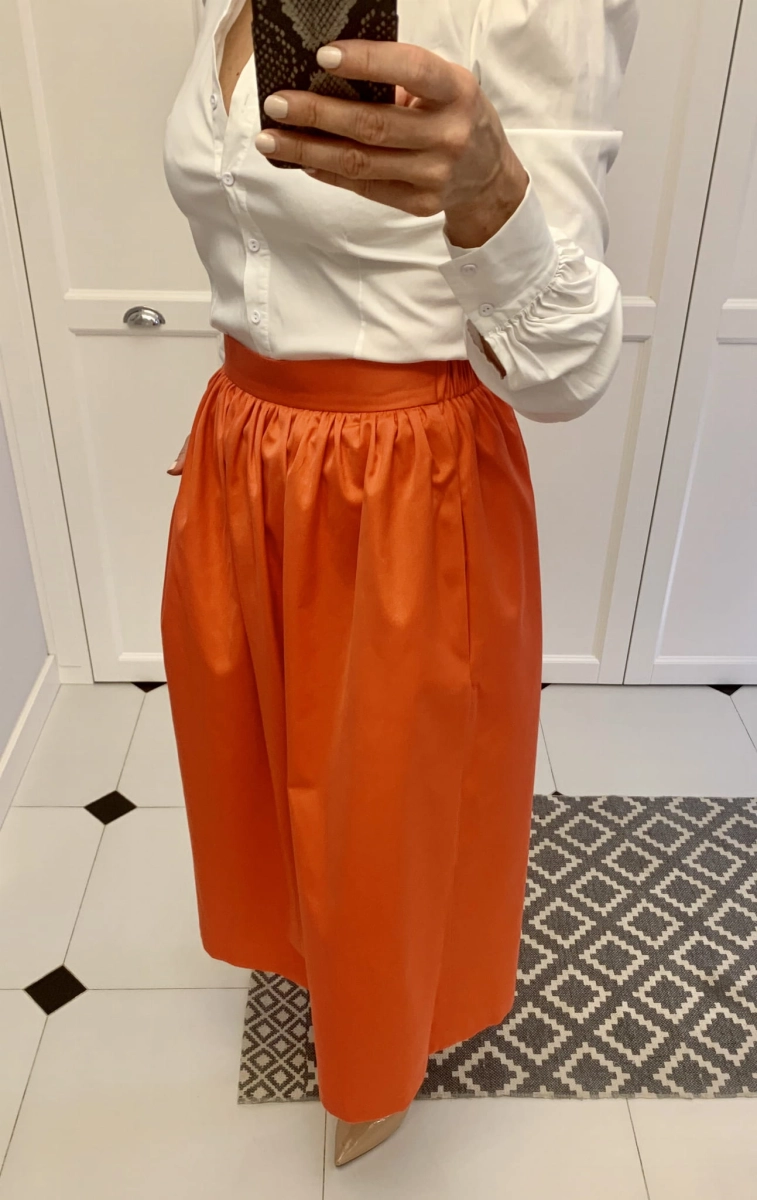 CHARLOTTE coral 7/8 cotton skirt