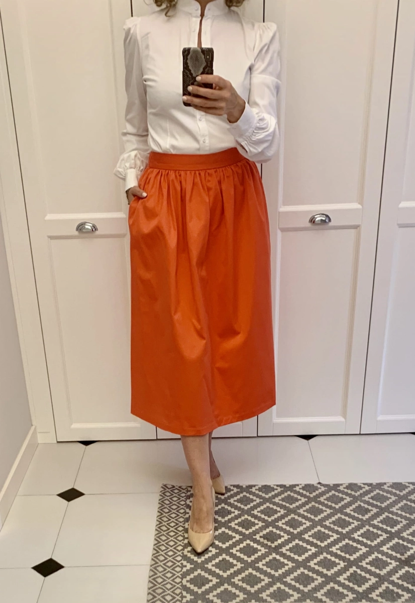 CHARLOTTE coral 7/8 cotton skirt