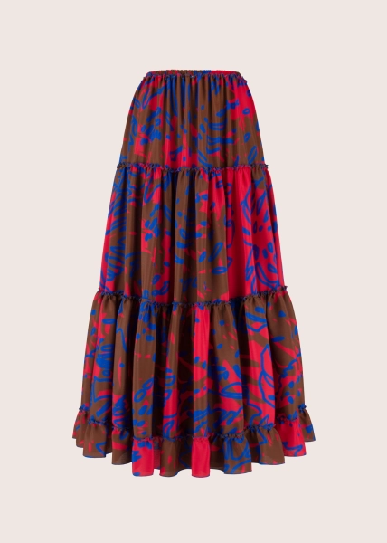 CENTRAL PARK red & cobalt medley spódnica maxi