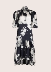 METGALA BLACK&WHITE extensive dress with a bow collar