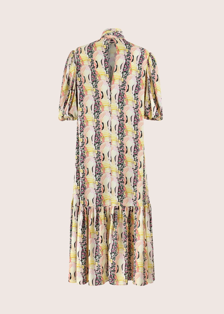 METGALA COLORHEAD extensive midi dress with a bow collar