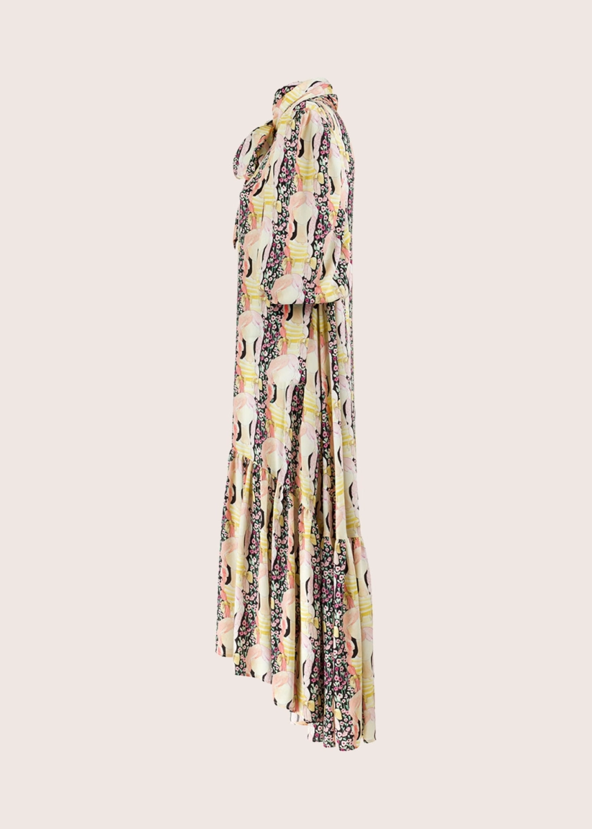 METGALA COLORHEAD extensive midi dress with a bow collar