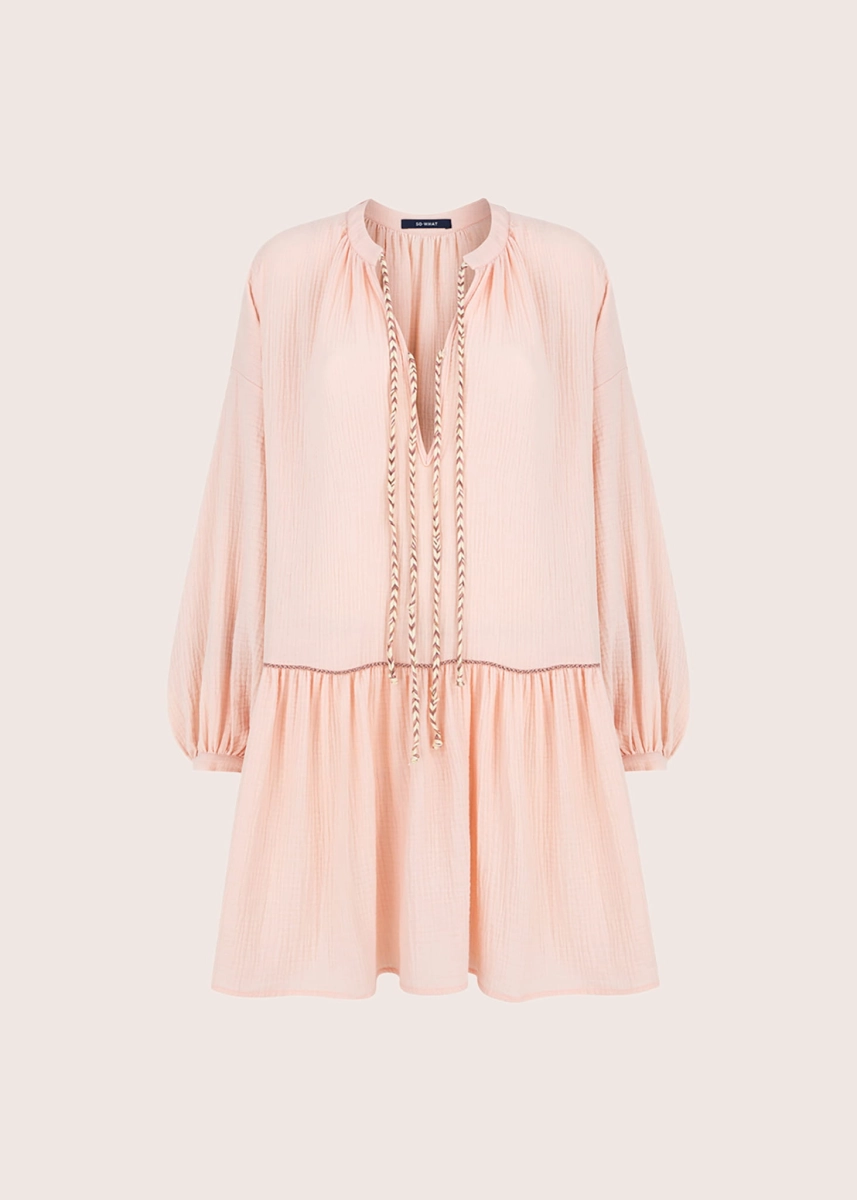 HAMPTONS PINK obszerna sukienka z bawełnianego muślinu
