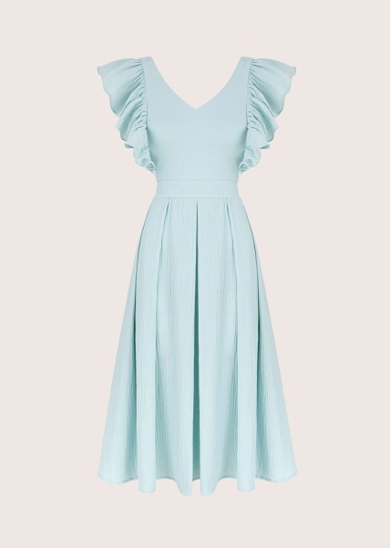 ROOFTOP MINT MUSLIN open back midi summer dress 
