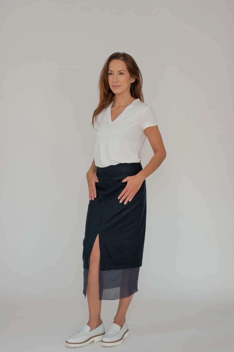 HELENA DEEP BLUE  ołówkowa spódnica midi