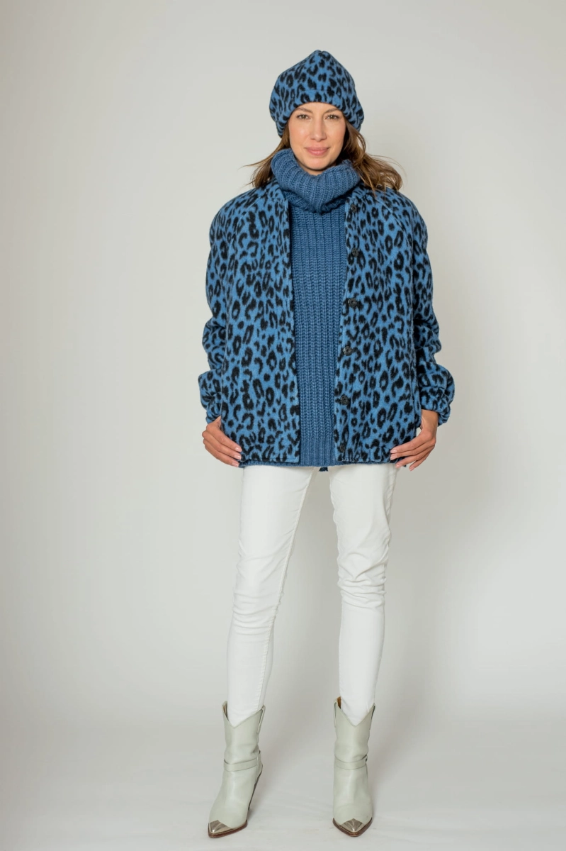 GISELE wełniana bomberka leopard print