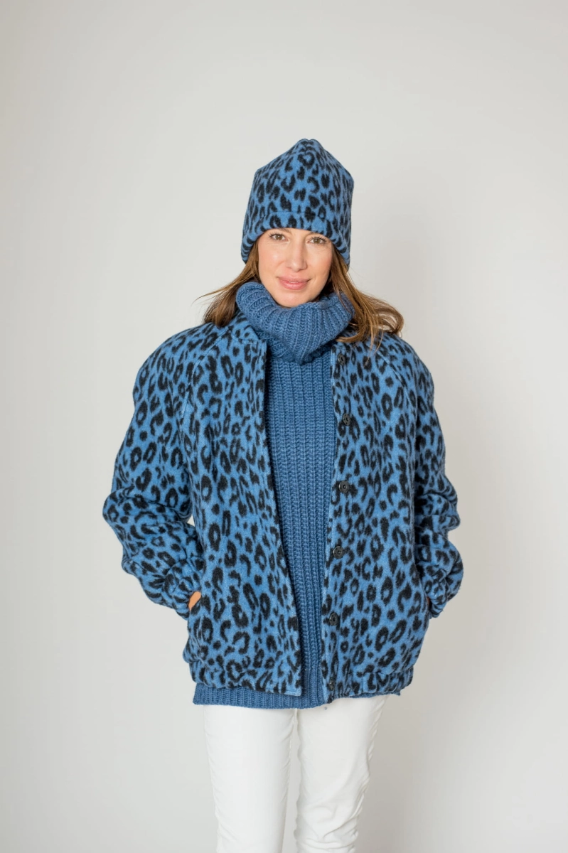 GISELE wełniana bomberka leopard print