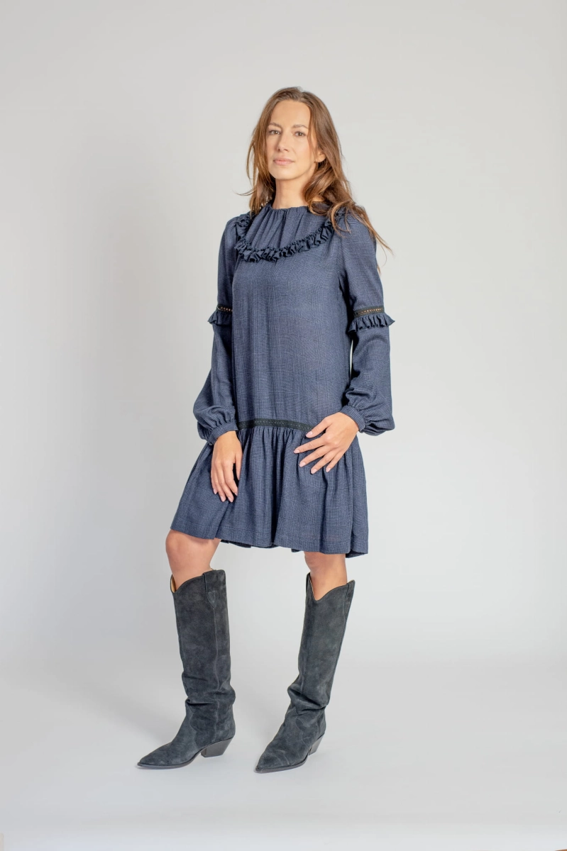 LINDA SHADES OF BLUE codzienna sukienka z kaszmirem