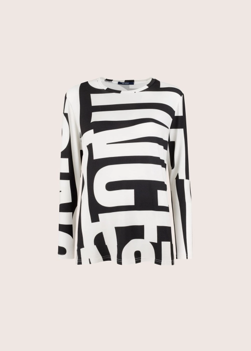 BASIC LONG long sleeve w czarno biały literowy wzór