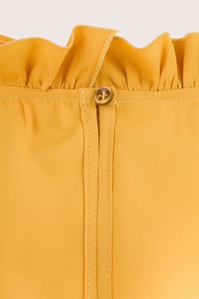 ELLE silk and cotton blend blouse in mustard