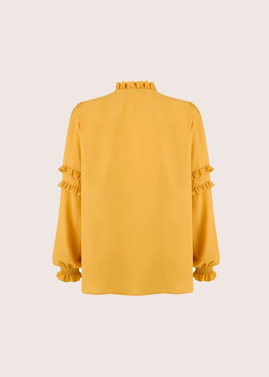 ELLE silk and cotton blend blouse in mustard