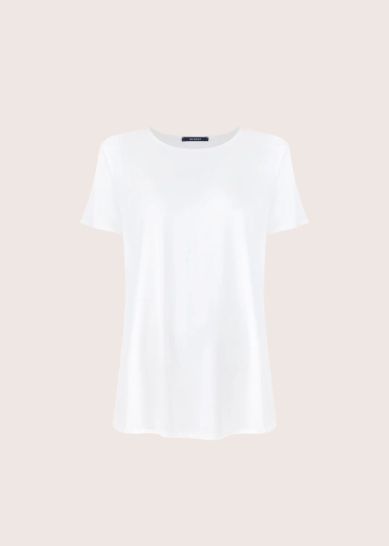 BASIC SHORT biały T-shirt z okrągłym dekoltem