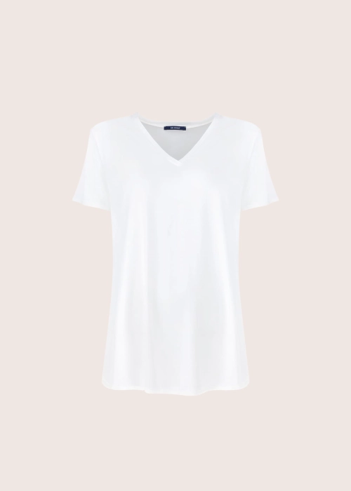 BASIC  SHORT biały T-shirt z dekoltem w serek