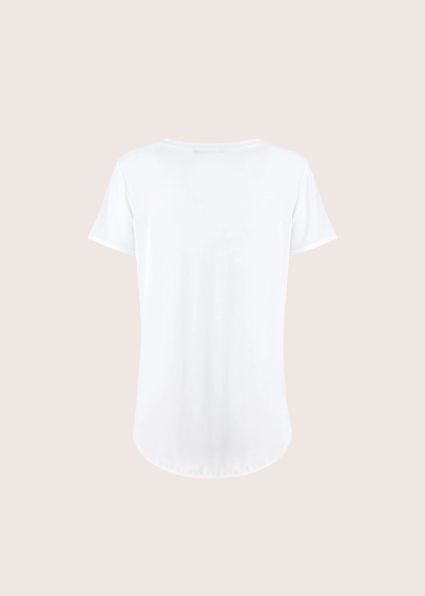 BASIC  SHORT biały T-shirt z dekoltem w serek