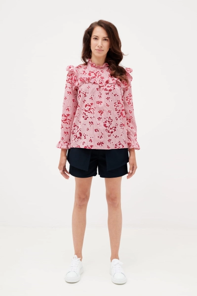 BOOKMARC peony bawełniana bluzka z ażurowym haftem