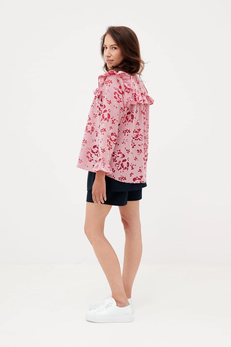 BOOKMARC peony bawełniana bluzka z ażurowym haftem