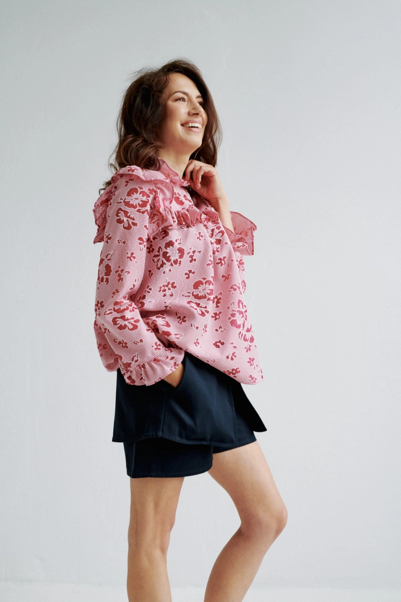 BOOKMARC peony bawełniana bluzka z ażurowym haftem