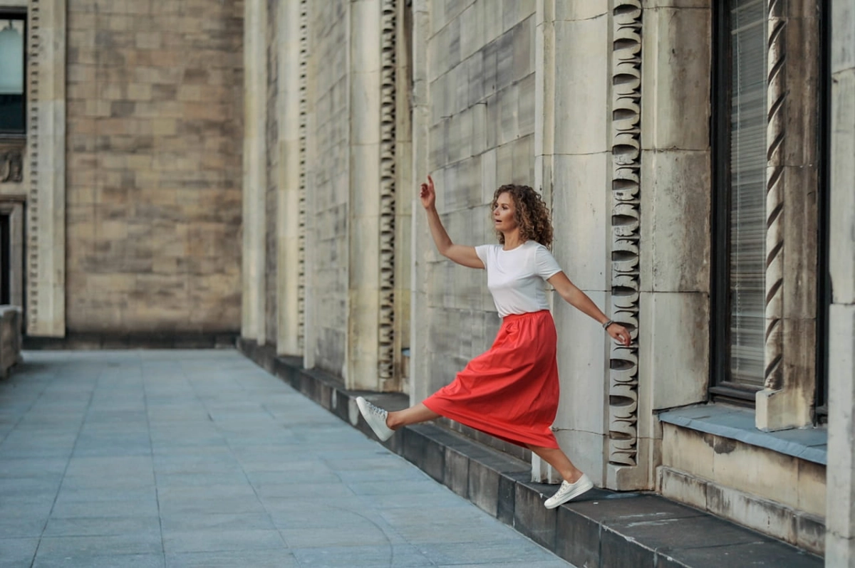 CHARLOTTE coral 7/8 cotton skirt