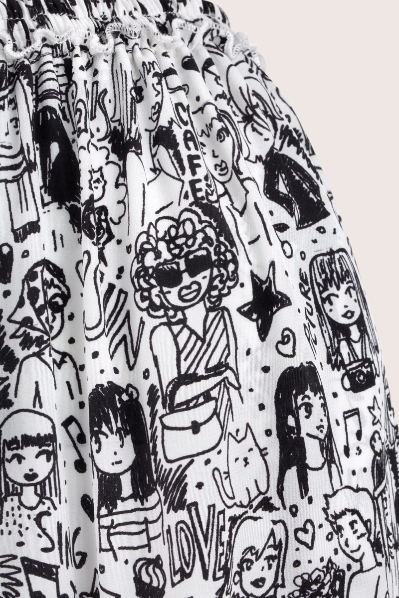 STUDIO 54 bags and faces print long silk dress