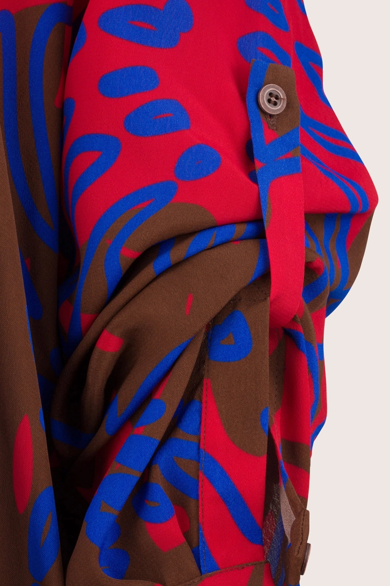 STUDIO 54 red&cobalt medley long dress