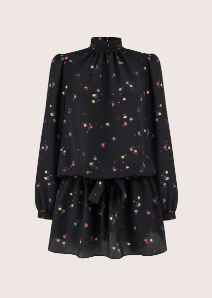 CARRIE black flowers sukienka jedwabna w kwiatowy print