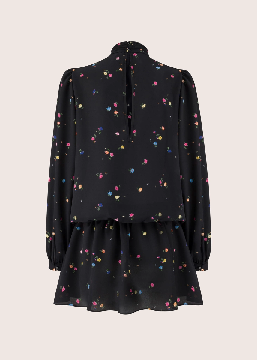 CARRIE black flowers sukienka jedwabna w kwiatowy print