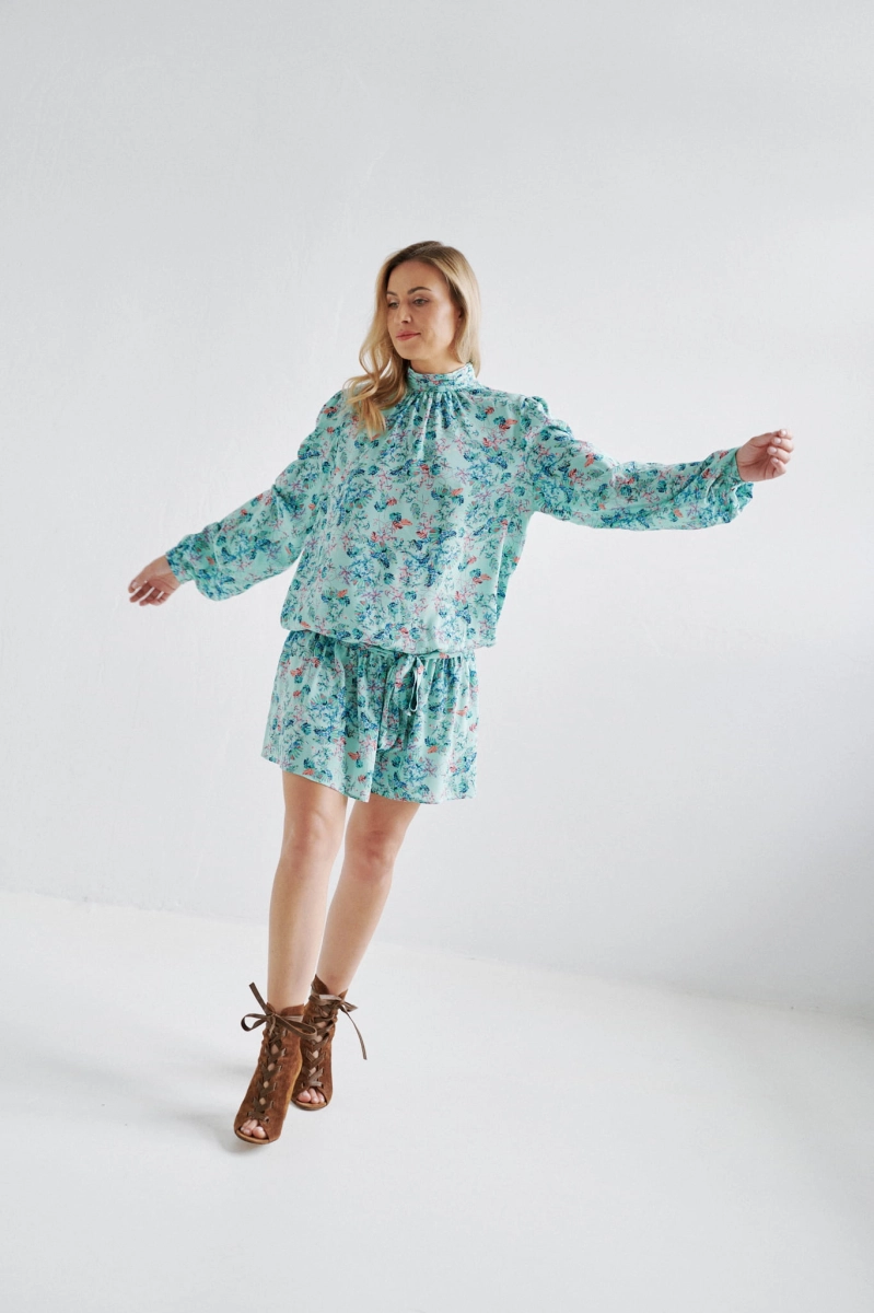 CARRIE summer mint sukienka w kwiatowy print