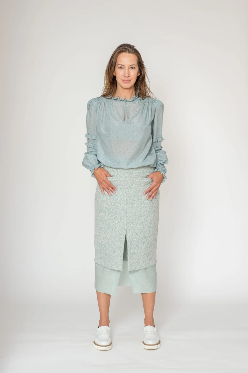 ELLE mintgrey jedwabna bluzka