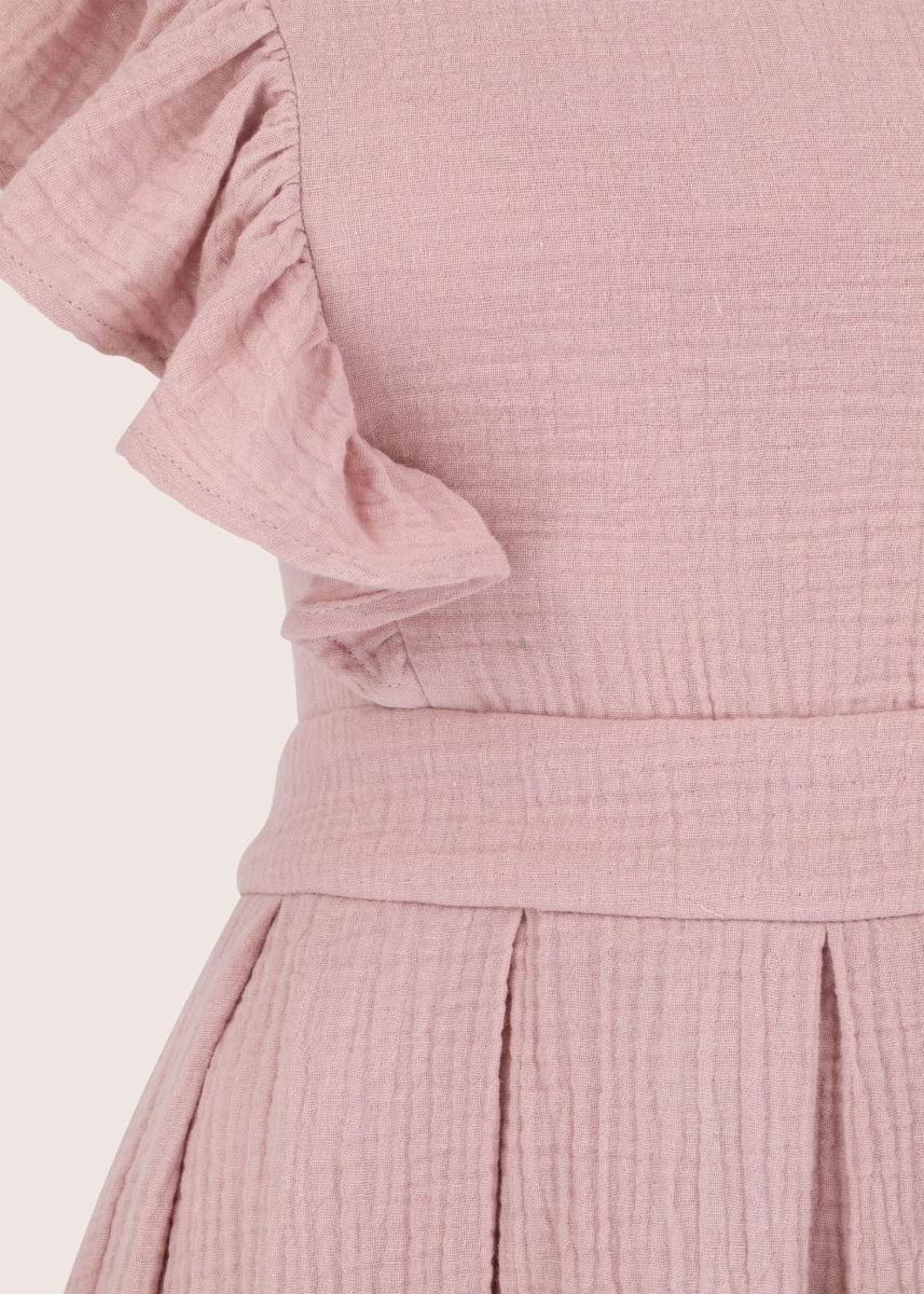 ROOFTOP DUSTY PINK MUSLIN sukienka midi z dekoltem na plecach
