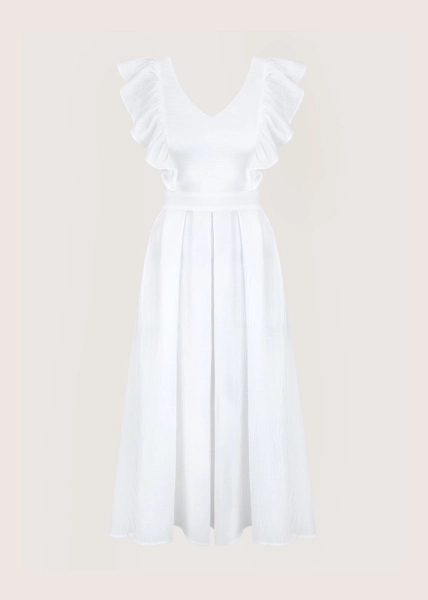 ROOFTOP WHITE MUSLIN sukienka midi z dekoltem na plecach