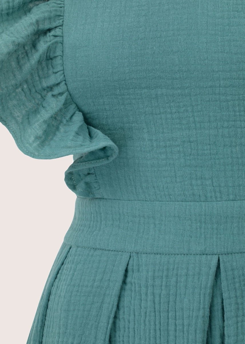 ROOFTOP SEA GREEN sukienka midi z dekoltem na plecach