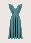 ROOFTOP SEA GREEN sukienka midi z dekoltem na plecach