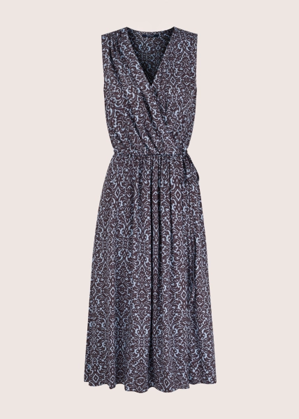ANNA sukienka kopertowa midi  z wiskozy w ornamentowy print