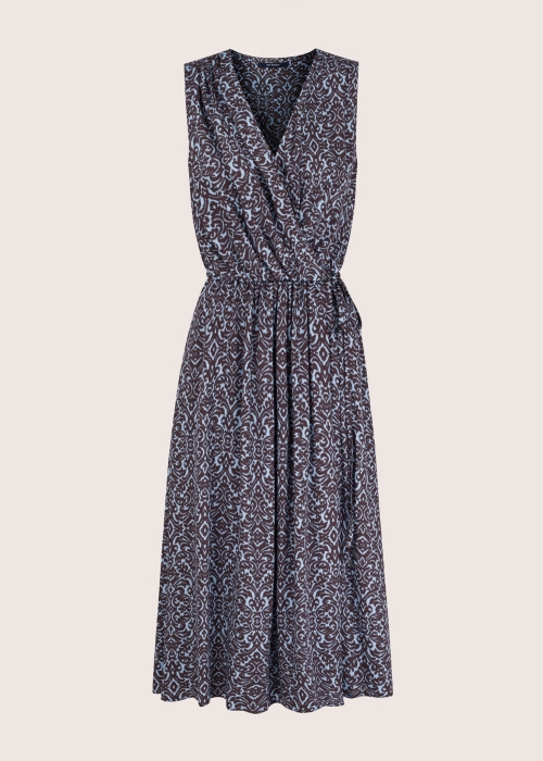 ANNA sukienka kopertowa midi  z wiskozy w ornamentowy print