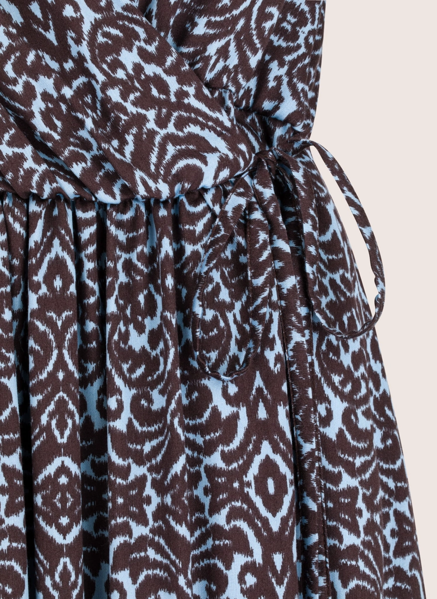 ANNA sukienka kopertowa midi  z wiskozy w ornamentowy print